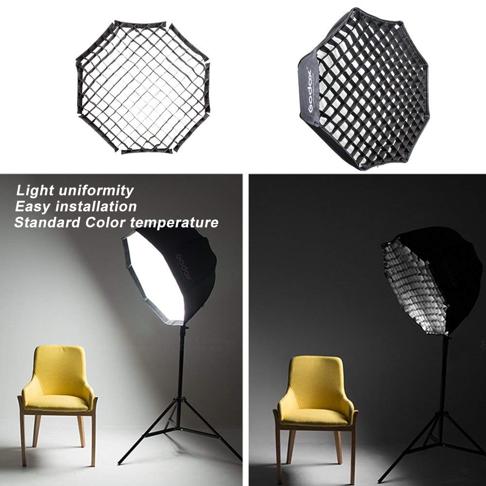 Softbox bát giác Godox đường kính 120cm kèm Grip lưới tổ ong