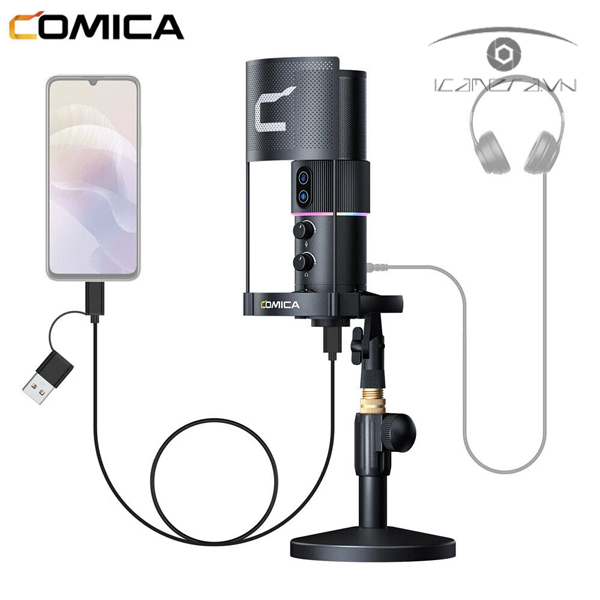 Micrô ghi âm USB để bàn COMICA STA-U2D dành cho máy tính, PC, điện thoại thông minh, trò chơi