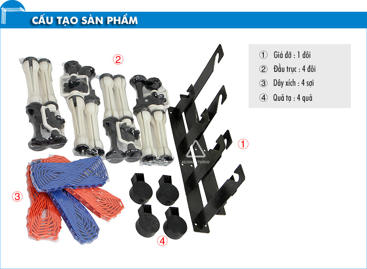 Khung treo 4 phông kéo xích TQ-4 Combo để treo phông chụp ảnh quay phim
