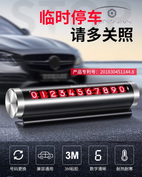 Bảng số điện thoại gắn táp lô ô tô khi đỗ xe loại xoay số SAHA0011