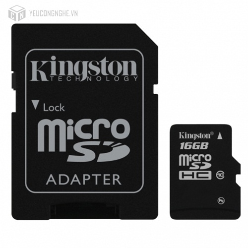 Thẻ Nhớ MicroSD Kingston 16GB Class 10 kèm Adapter