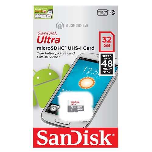 Thẻ nhớ Micro SD 32GB Sandisk tốc độ 48MB/s SDSQUNB-032G-GN3MN