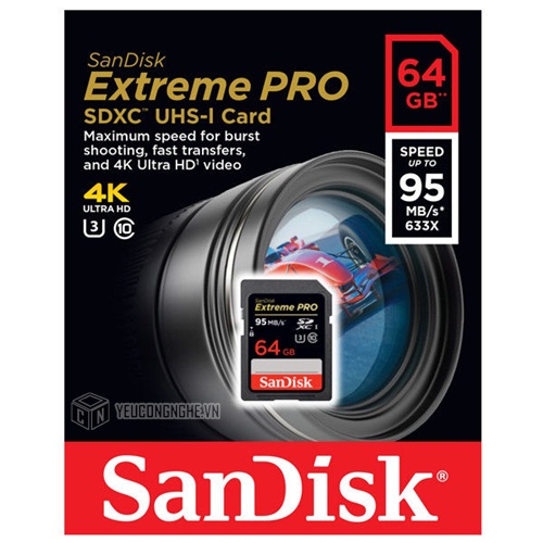 Thẻ nhớ Extreme Pro 64GB Sandisk 95MB/s SDSDXXG-064G-GN4IN
