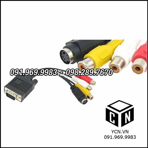Cáp chuyển đổi VGA máy tính ra tivi SVideo AV 3RCA Adapter