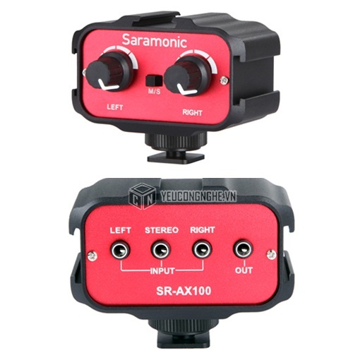Thiết bị kết nối mic thu âm với máy ảnh, máy quay 2 mic cùng lúc Audio Adapter SR-AX100 Saramonic