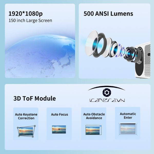 Máy chiếu mini T8 hệ điều hành Android độ phân giải Full HD 1080P