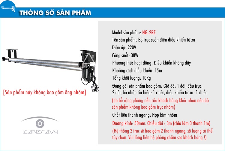 Trục cuốn phông điều khiển từ xa NG-2RE (loại 2 phông)