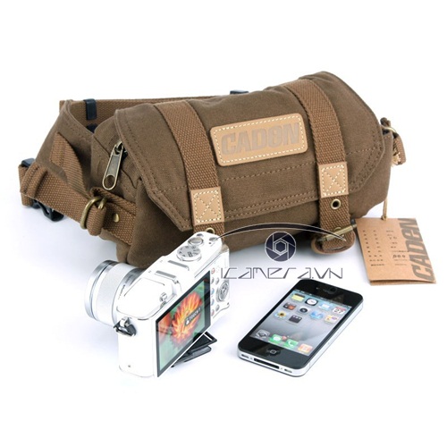 Túi máy ảnh Caden F0 đeo hông, khoác vai màu nâu cafe