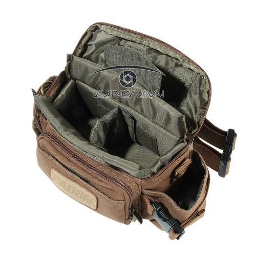 Túi máy ảnh Caden F0 đeo hông, khoác vai màu nâu cafe