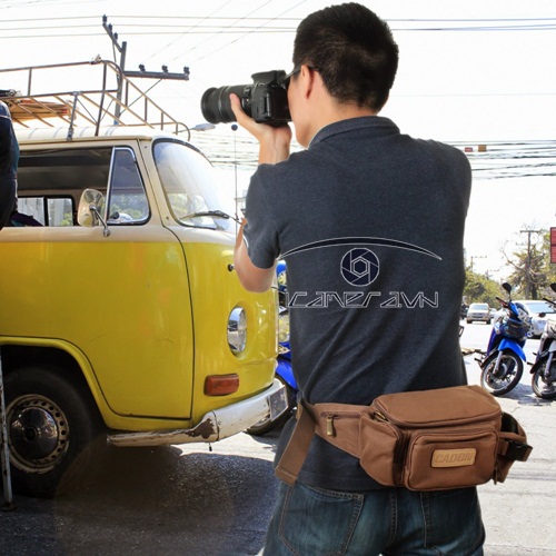 Túi máy ảnh Caden F0 đeo hông, khoác vai màu nâu cafe