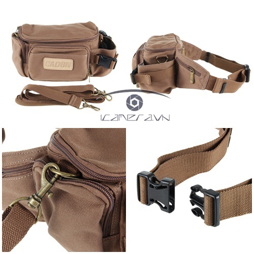 Túi máy ảnh Caden F0 đeo hông, khoác vai màu nâu cafe