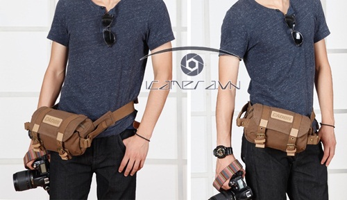 Túi máy ảnh Caden F0 đeo hông, khoác vai màu nâu cafe