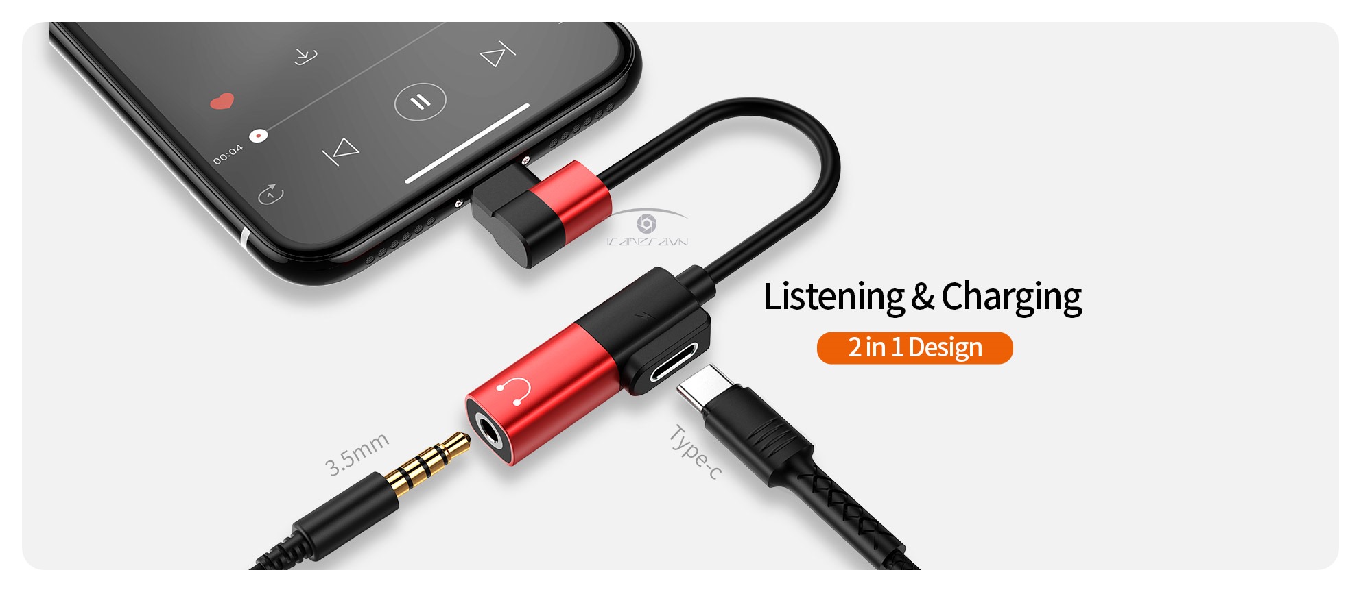 Cáp chuyển đổi Type-C thiết bị ra cổng sạc Type-C và jack cắm tai nghe 3.5mm audio female Joyroom S-M361