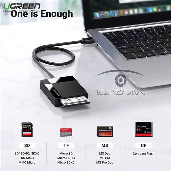 Đầu đọc thẻ SD/TF/CF/MS USB 3.0 0.5M Ugreen 30333