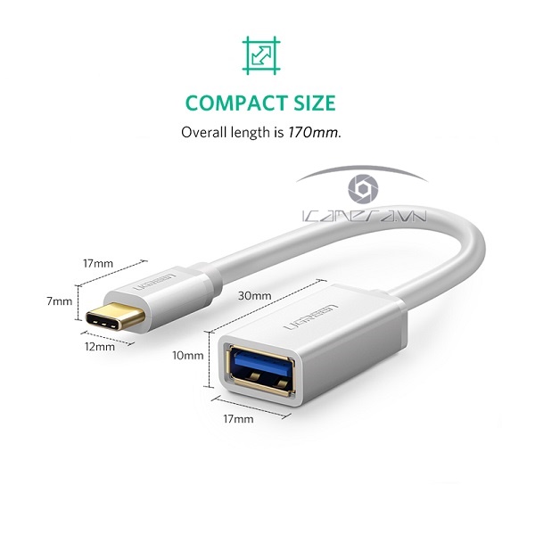 Ugreen 30702 – Cáp OTG USB Type C to USB 3.0 chính hãng