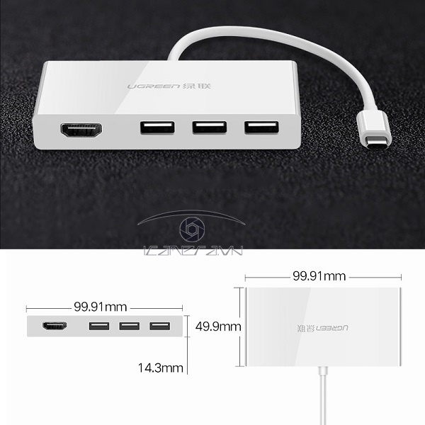 Cáp chuyển USB Type C to HDMI, hub USB 3.0 Ugreen 40374