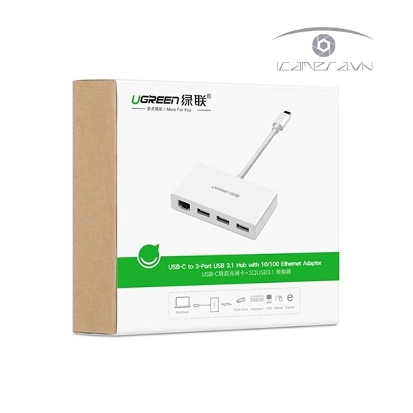 Cáp USB Type C To Lan 10/100Mbps, Hub USB 3.0 Ugreen 40382