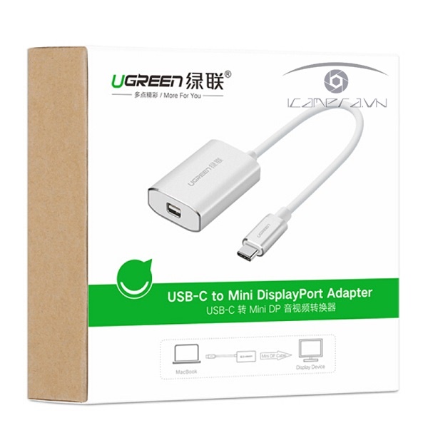 Cáp chuyển USB Type C to Mini Displayport Ugreen 40867 chính hãng, hỗ trợ 4K