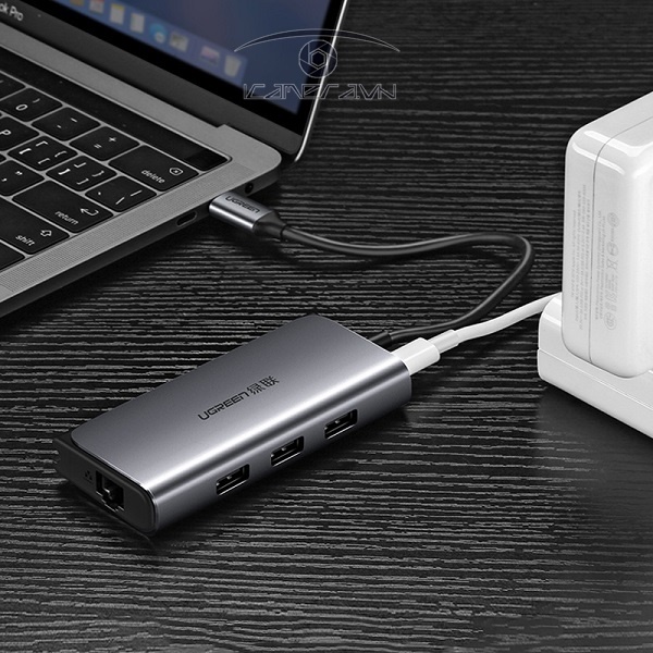 Cáp USB Type c to Lan, USB 3.0 hỗ trợ sạc USB C Ugreen 50252 chính hãng