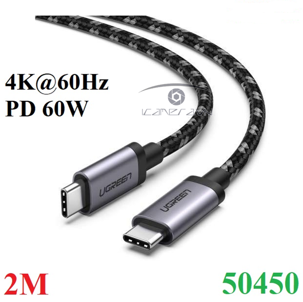 Cáp USB Type C 3.1 Gen 1 dài 2m Ugreen 50450 hỗ trợ 4K/60Hz