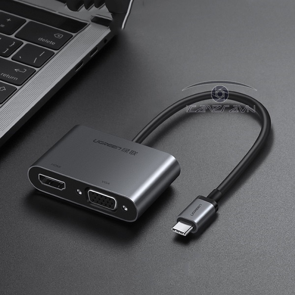 Cáp USB Type C to HDMI + VGA Ugreen 50505 hỗ trợ sạc Power Delivery chính hãng