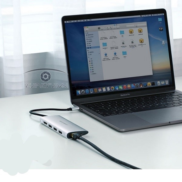 Ugreen 50516 – Bộ chuyển đa năng USB Type-C to HDMI, Lan, USB 3.0, SD/TF, sạc Type-C