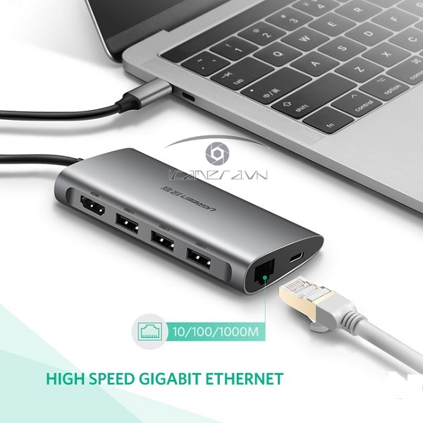  Thiết bị mở rộng USB type-C sang HDMI/Ethernet/Hub USB 3.0/Card SD/TF Ugreen 50538 cao cấp