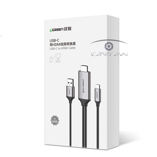 Cáp chuyển USB Type C to HDMI dài 1,5m hỗ trợ 4K2K@60Hz Ugreen 50544 chính hãng