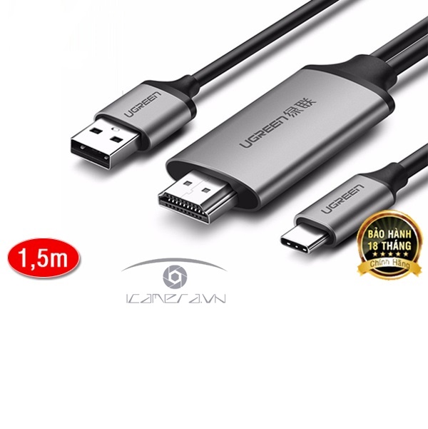 Cáp chuyển USB Type C to HDMI dài 1,5m hỗ trợ 4K2K@60Hz Ugreen 50544 chính hãng