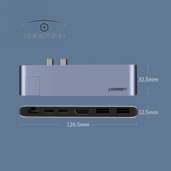 Cáp chuyển USB Type C to HDMI, Lan, USB 3.0, hỗ trợ sạc USB C Ugreen 50984 cao cấp