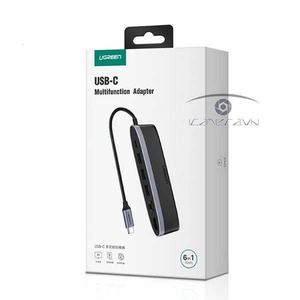 Cáp USB Type C to HDMI, Lan, USB 3.0, hỗ trợ sạc USB C Ugreen 50989 chính hãng