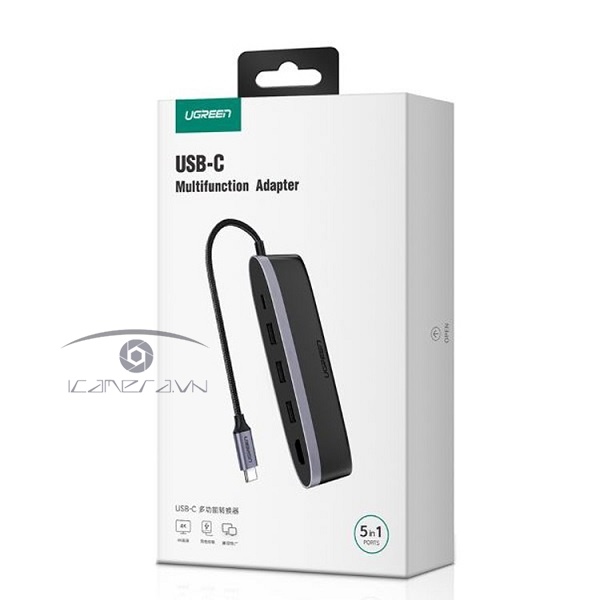 Bộ chuyển đa năng cáp USB Type C to HDMI, Hub USB 3.0 hỗ trợ sạc USB C 5 in 1 Ugreen 50990