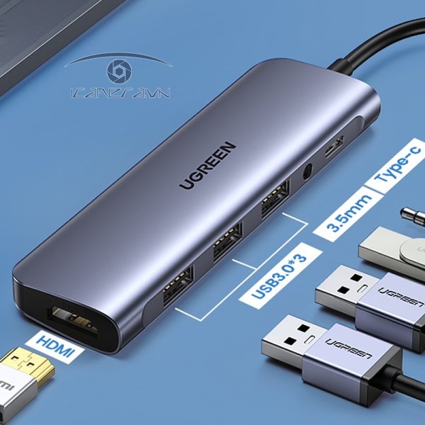 Hub USB Type C to HDMI, USB 3.0, 3,5mm, hỗ trợ sạc PD 100W Ugreen 80132