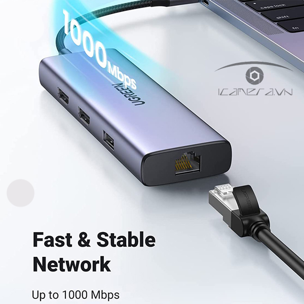 Hub USB Type C to 2 HDMI, USB 3.0, Lan, Sạc PD, đọc thẻ SD/TF Ugreen 90119