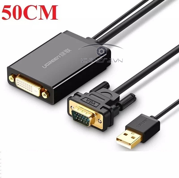 Ugreen 30839 Cáp chuyển VGA to DVI 24+1 dài 0.5m Chính hãng hỗ trợ Full HD