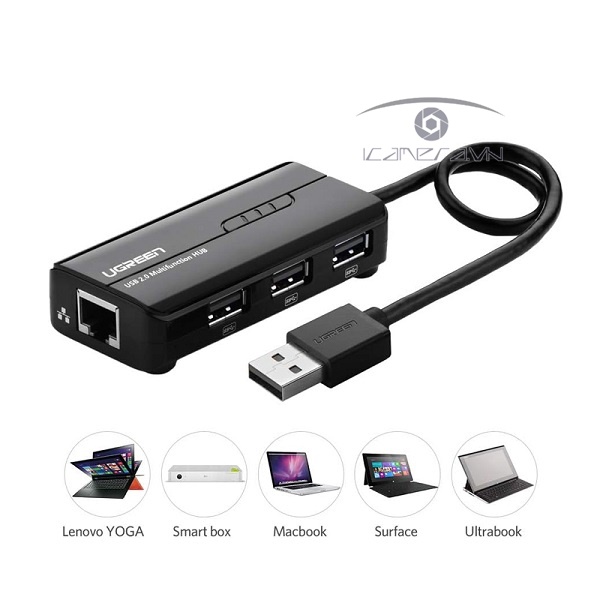   Ugreen UG-20264- USB 2.0 to Lan 10/100Mbps + Chia USB 3 cổng 2.0 