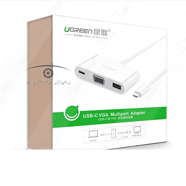 Cáp chuyển USB Type C sang VGA và USB 3.0 Ugreen UG-30376 chính hãng