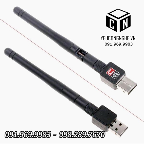 USB Wifi có ăng ten bắt sóng mạng không dây cho PC, máy tính bàn