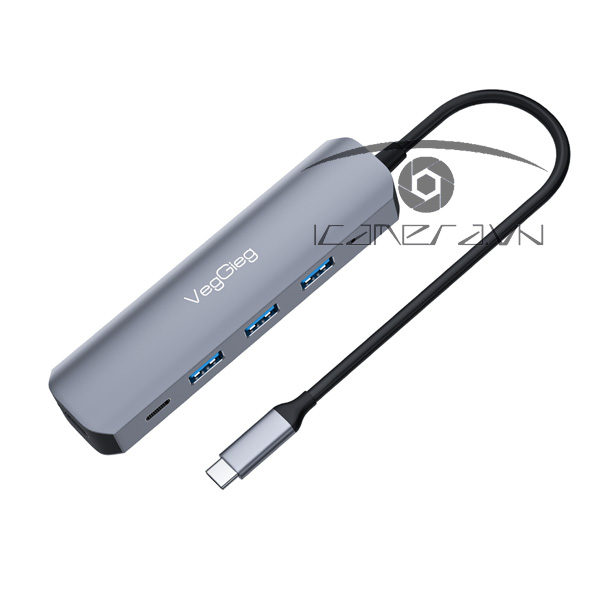 Bộ chuyển USB type C ra HDMI 4K*2k + USB 3.0*3 VEGGIEG V-TC05H