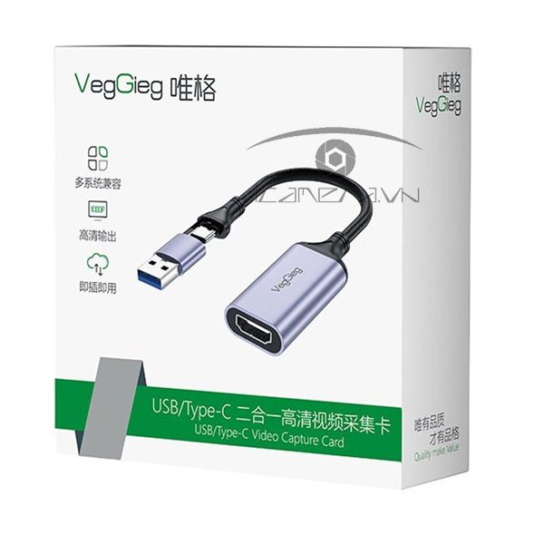USB ghi hình live streaming HDMI chuẩn full HD 1080P@60Hz VEGGIEG V-Z632