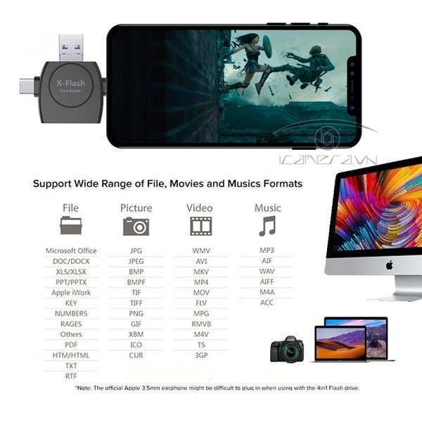 Đầu đọc thẻ X-Flash 5in1 Lightning/MicroUSB/USB A/Type-C/Micro SD TF Card