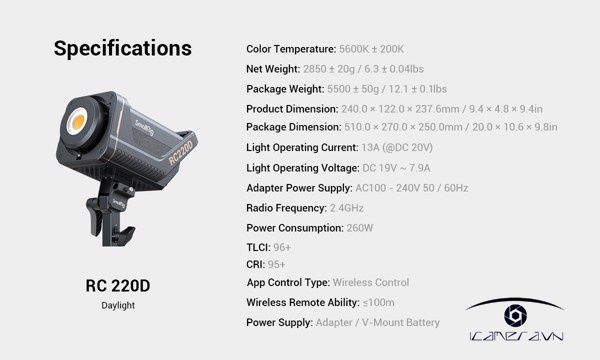 Đèn Rọi SmallRig RC220D - Point-Source Video