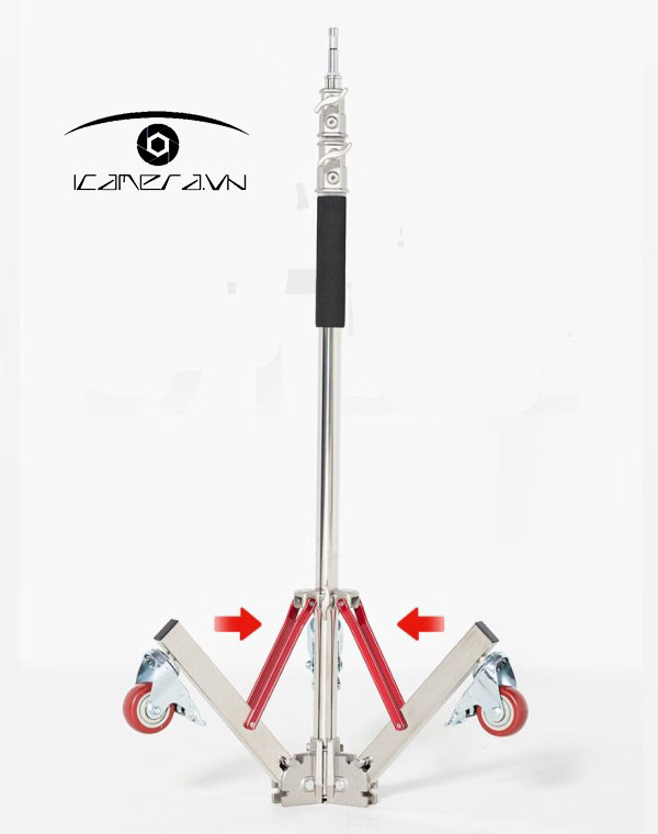Chân đèn inox bánh xe ZD120 Plus cao 3m05