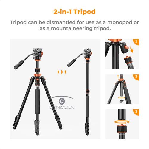 Chân máy ảnh K&Fconcept K234A7+FH-03 - KF09.136