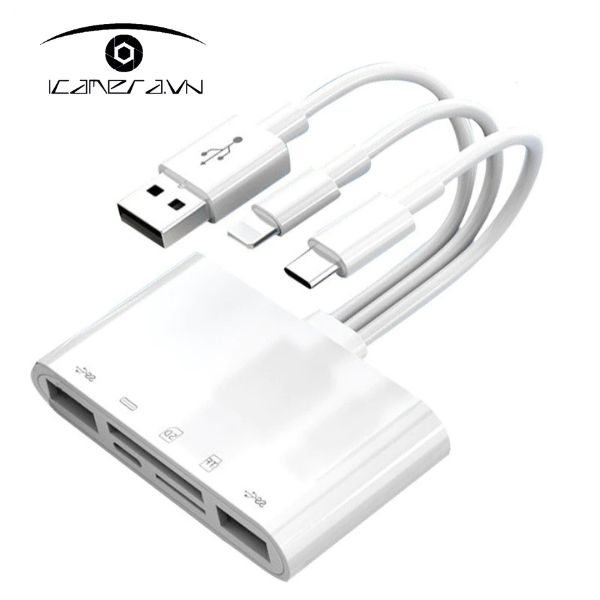 Đầu đọc thẻ nhớ đa năng ba cổng Type-C Lightning và USB