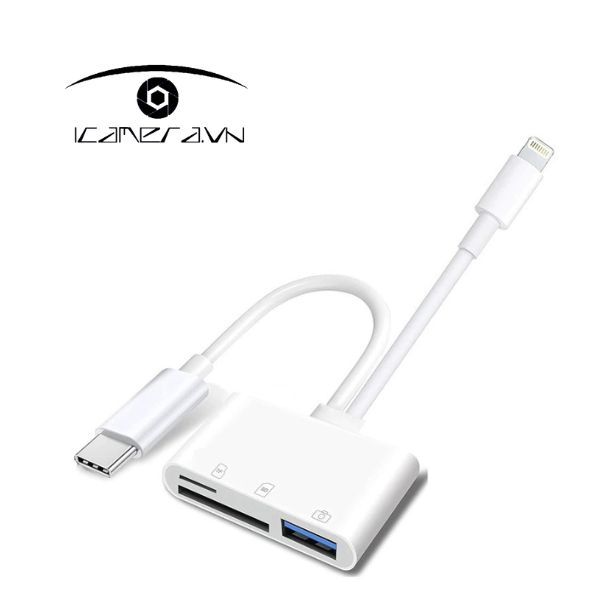 Đầu đọc thẻ nhớ đa năng hai cổng Type-C và Lightning
