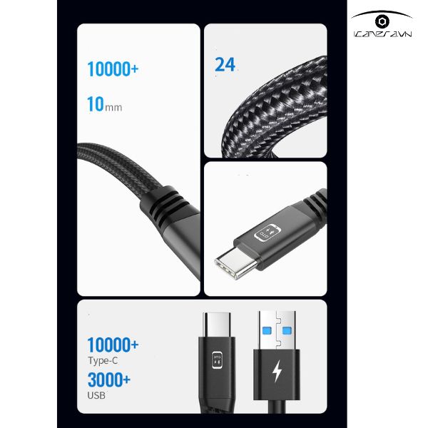 Cáp chuyển đổi OTG từ Type-C dương sang Type-C dương có cổng sạc Type-C âm