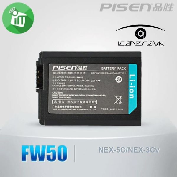 Pin sạc Pisen FW50 dung lượng 950mAh dùng cho máy ảnh Sony