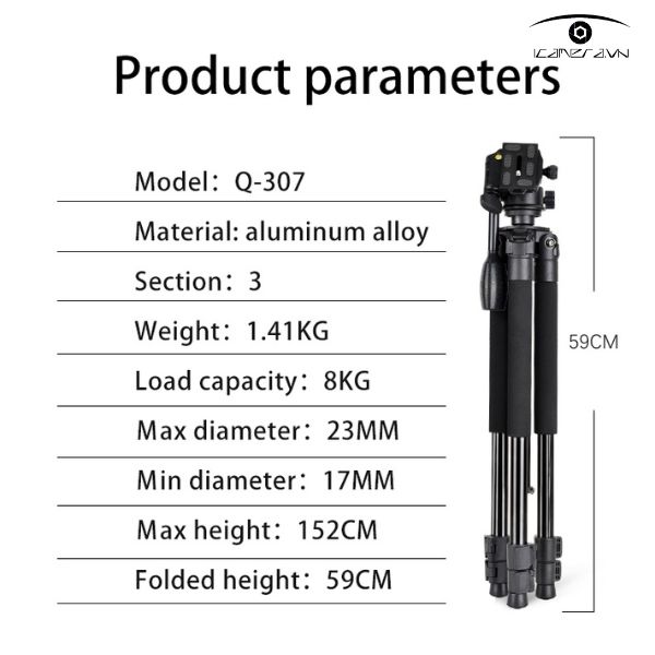 Chân máy ảnh Tripod Beike QZSD Q307