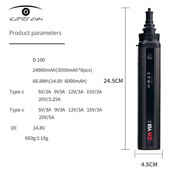 Giá đỡ pin rời cầm tay ZSYB D100 dung lượng 24000mA